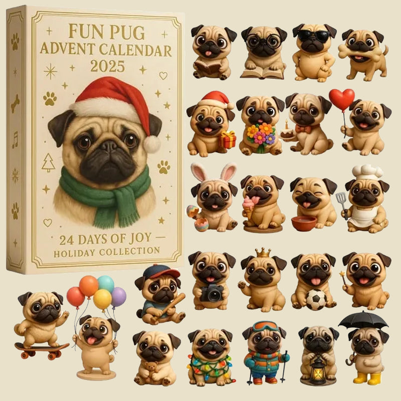 Pug Advent Calendar 2025 – Adorable Dog Lover’s Gift Set