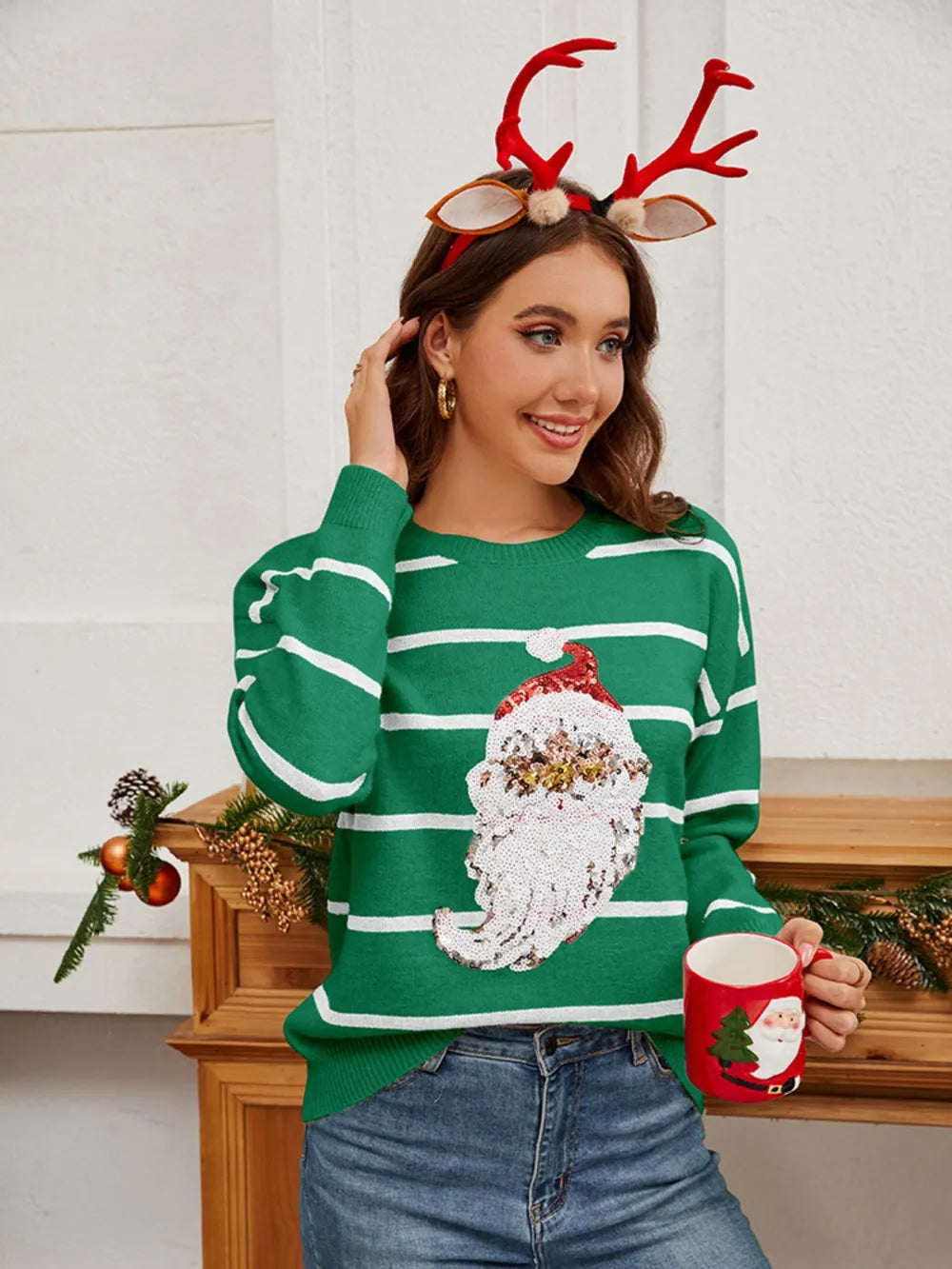 Amy | Sequin Santa Christmas Jumper Women 2