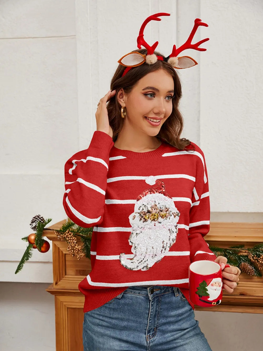 Amy | Sequin Santa Christmas Jumper Women 7