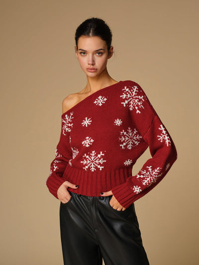Asymmetrical Snowflake Knit Top 0