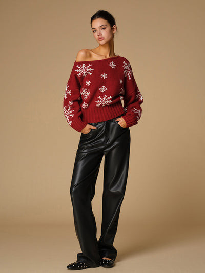 Asymmetrical Snowflake Knit Top 2