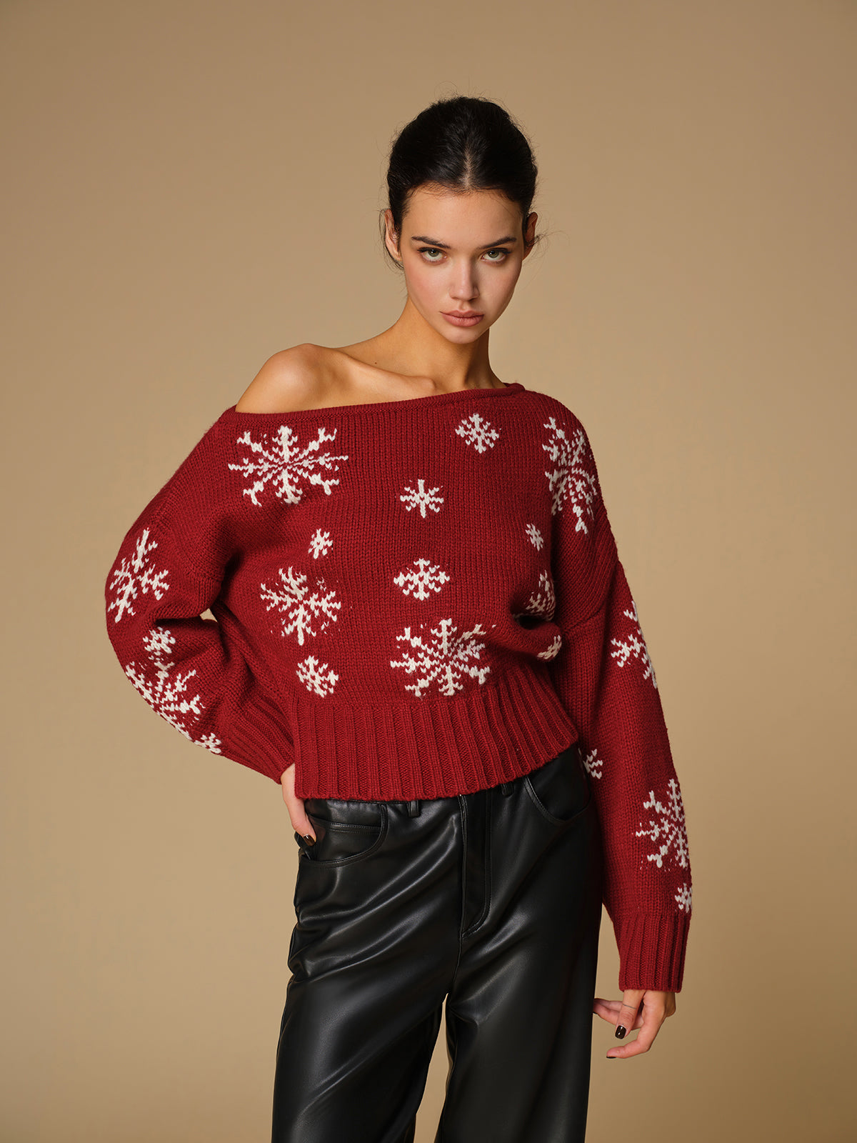Asymmetrical Snowflake Knit Top 3