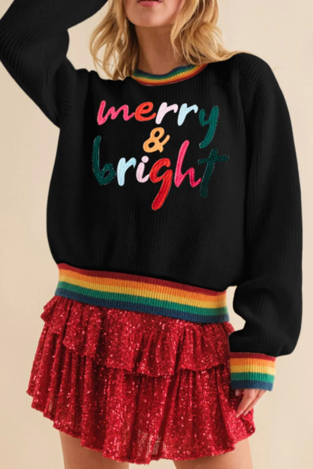 Omelia | Knitted Rainbow Women's Christmas Jumper 0