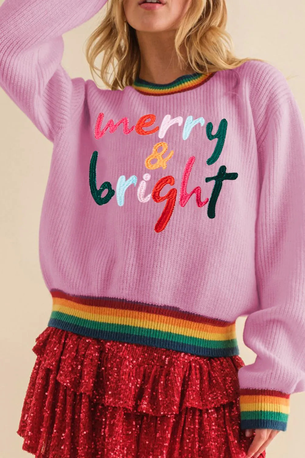 Omelia | Knitted Rainbow Women's Christmas Jumper 10