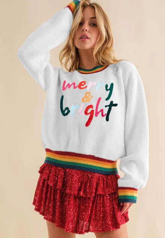 Omelia | Knitted Rainbow Women's Christmas Jumper 1