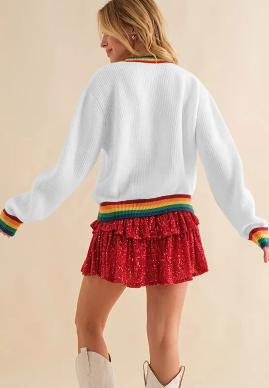 Omelia | Knitted Rainbow Women's Christmas Jumper 2